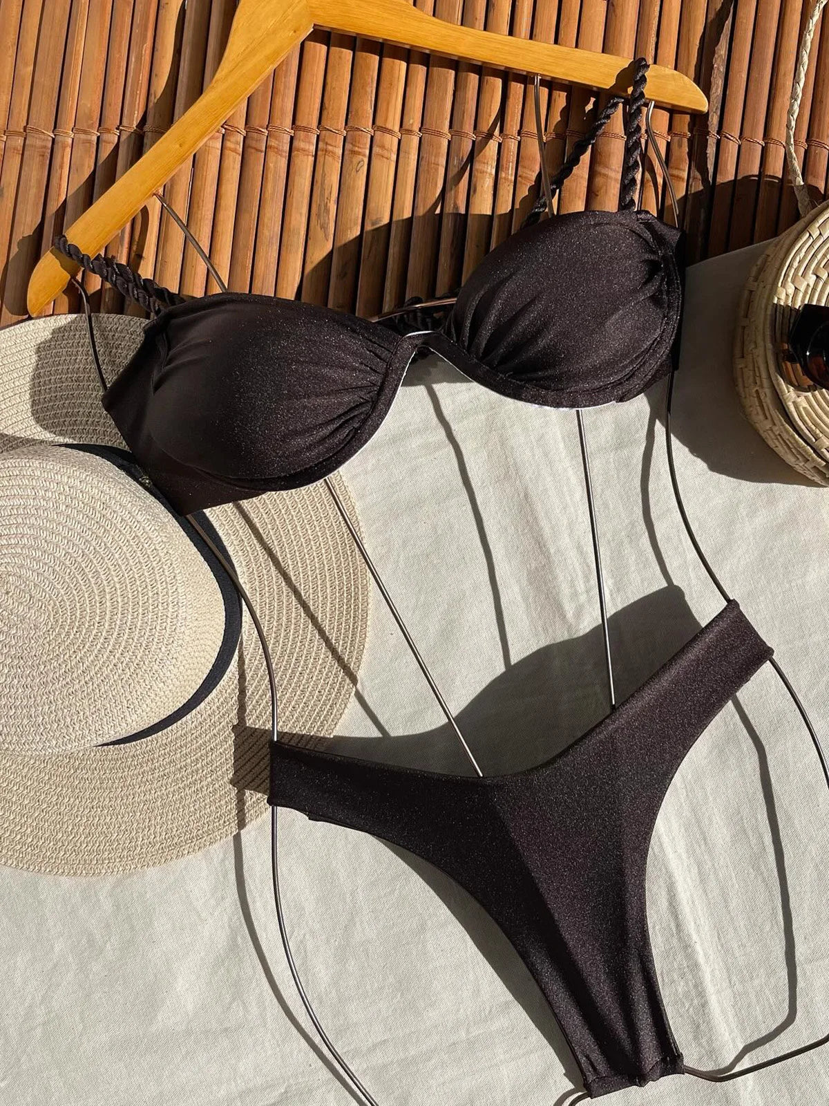Bikini Push Up 2024, traje de baño sexy para mujer, traje de baño femenino, conjunto de bikini sexy, bikini brasileño, traje de baño sólido brillante, ropa de playa