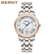 BERNY Women Watch Ladies Quartz Roman Numerals Day Top Calendar Watches Sapphire Glass Solid Steel Strap Women Wristwatch