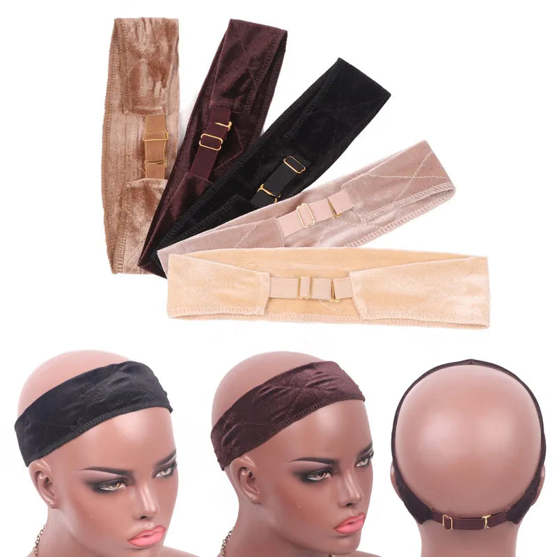 Plussign Wig Grip Headband For Lace Frontal Wigs Adjustable Invisible Wig Hair Band Nude Non-Slip Velvet Wig Band To Hold Wigs