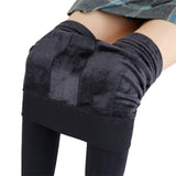 Leggings de terciopelo monocromáticos de cintura alta para mujer, cálidos para el invierno, elásticos, envío directo 