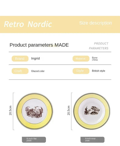 Nordic retro European tableware porcelain plates cups saucers pots high-end luxury sets creative home gifts