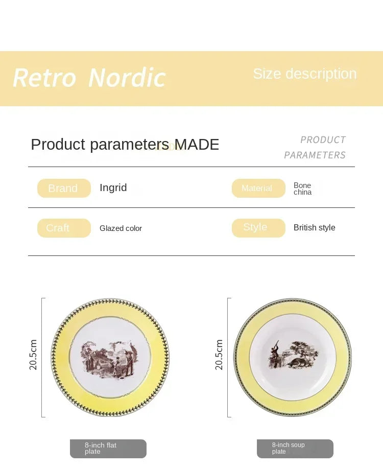 Nordic retro European tableware porcelain plates cups saucers pots high-end luxury sets creative home gifts