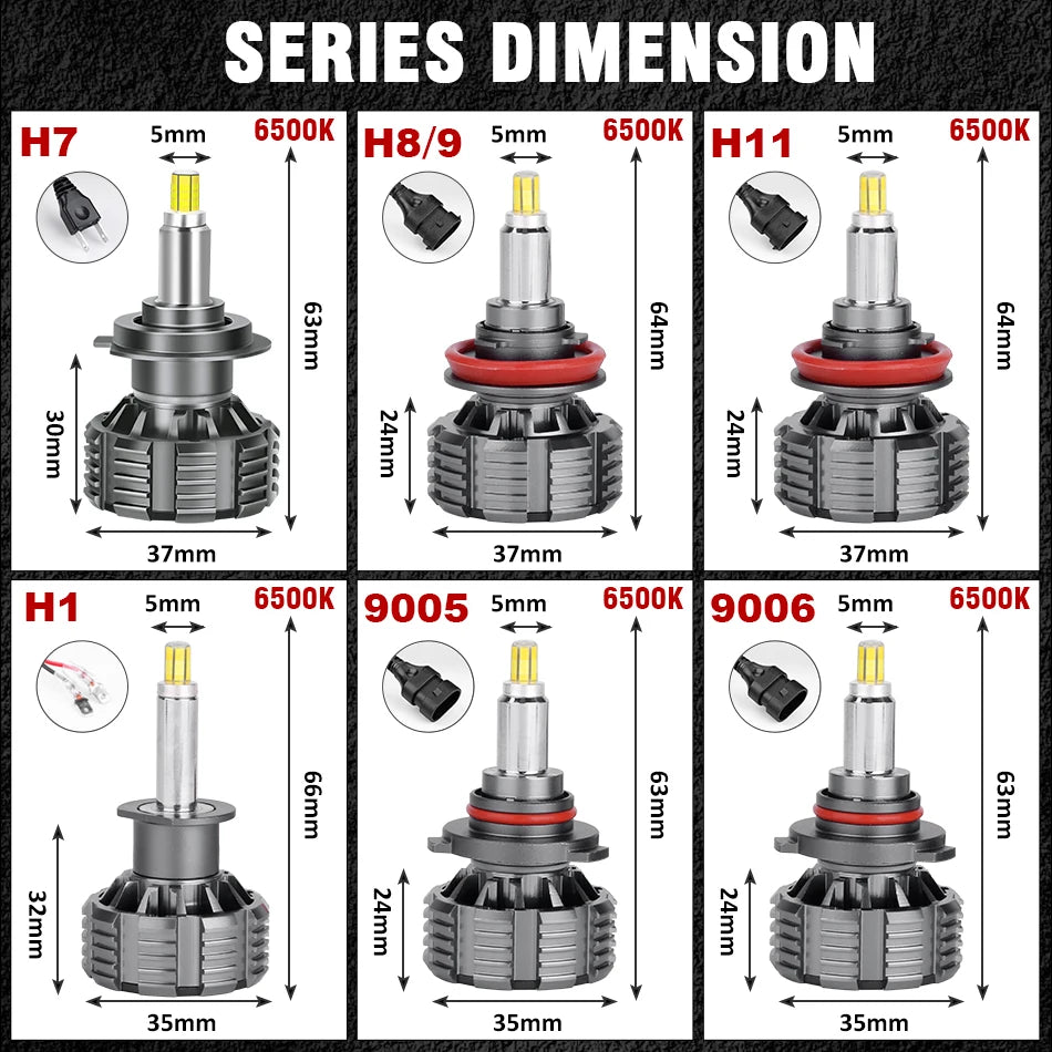 72 CSP 3D 360 H7 Led Canbus Car Headlights Bulbs H9 H8 H11 H4 H1 HB3 9005 HB4 9006 800W Automotive Fog Lights Turbo Mini Lamp 2x