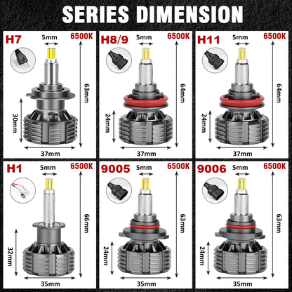 72 CSP 3D 360 H7 Led Canbus Car Headlights Bulbs H9 H8 H11 H4 H1 HB3 9005 HB4 9006 800W Automotive Fog Lights Turbo Mini Lamp 2x