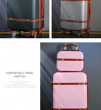 Rolling Luggage Set Women's Fashion Combination Lock Travel Suitcase Set Universal Cosmetic Bag Retro 2-Piece Trolley Luggage Set