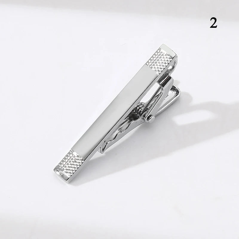 New Metal Silver Color Tie Clip For Men Wedding Necktie Tie Clasp Clip Gentleman Ties Bar Crystal Tie Pin For Men's Accessories