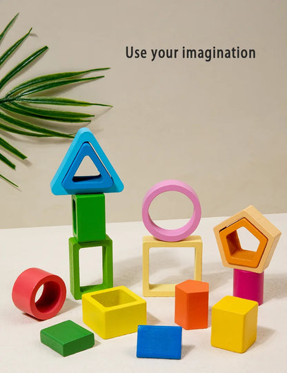 Bloques de desarrollo de inteligencia para bebés, juguetes de madera para combinar en la educación temprana, color y cognición de formas, educación Montessori