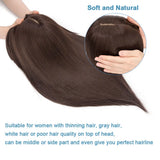 Benehair 14'' 18'' Hair Toppers with Bangs for Women Synthetic 6x6 Top Hairpieces Wigs Long Straight Clip in Hair Extension