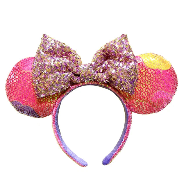 Diadema con orejas de Minnie y lazos grandes de Disney, ideal para disfraz de cosplay, de peluche, para adultos y niños. 