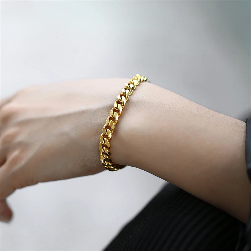 3-11mm Thick Waterproof Chain Bracelet for Men, Stainless Steel Cuban Chain Wristband, Classic Punk Heavy Men's Jewelry Gift