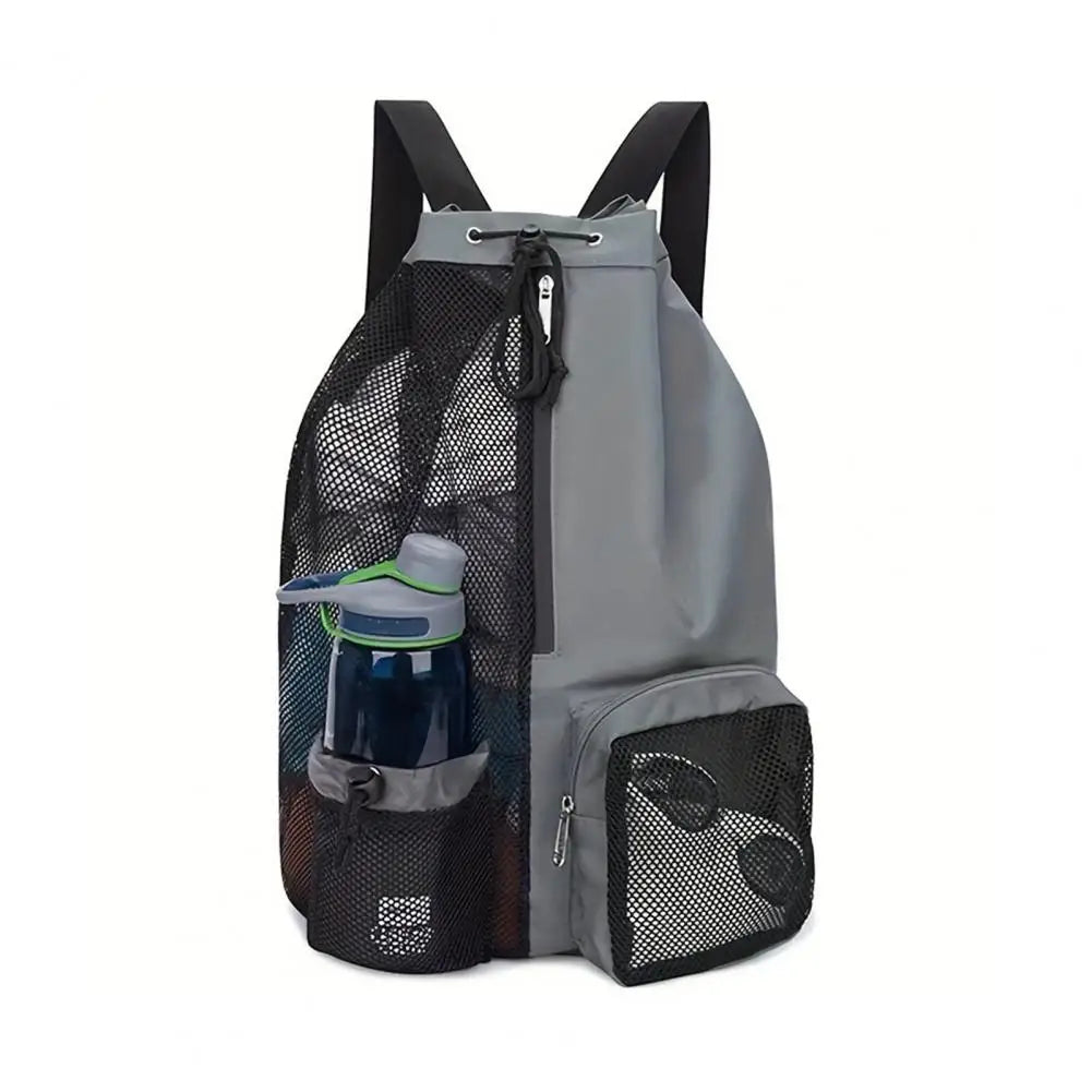 Mesh backpack, swimming drawstring bag, backpack with wet pocket, beach storage backpack, outdoor fishing bag