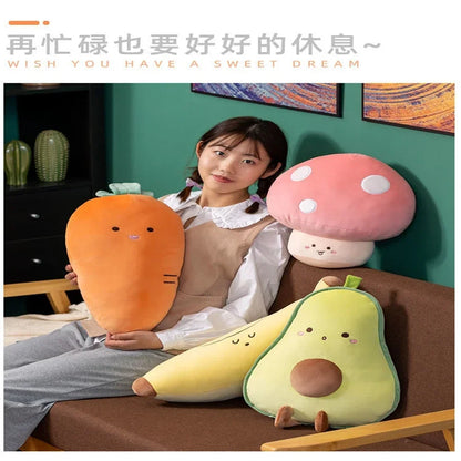 Peluche de aguacate, plátano, zanahoria y hongo, para dormir, cama, sofá, regalo de cumpleaños, nueva idea