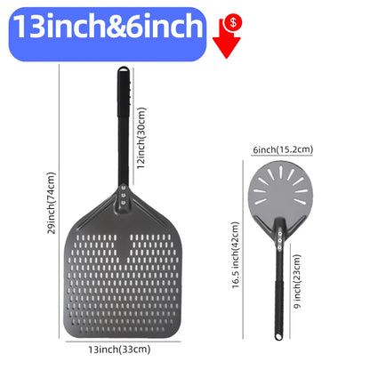 6&12 13 14  Inch Pizza Perforated Shovel Paddle Pizza Oven Turning Peel Hard  Anodized Pizza  Baking Kitchen Tool Spatula