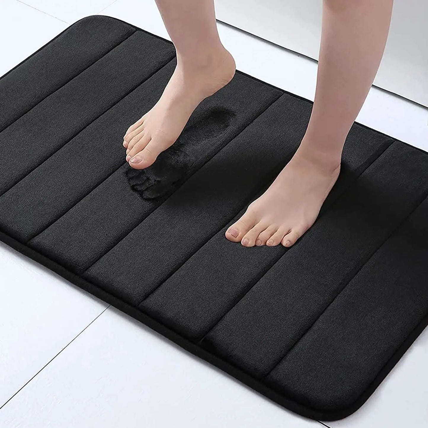 Memory Sponge Stripe Bathroom Non slip, Water Absorbent, Machine Washable Floor Mat
