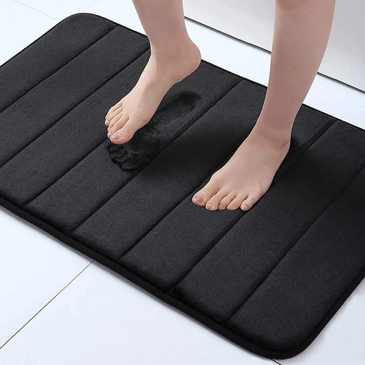 Memory Sponge Stripe Bathroom Non-slip, Water-Absorbent, Machine-Washable Floor Mat