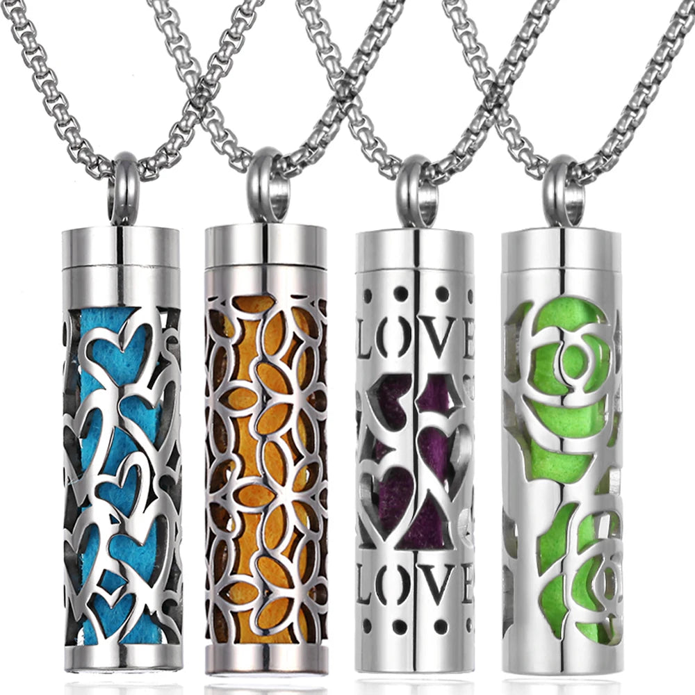 Stainless Steel Aromatherapy Necklace Diffuser Pendant Aroma Diffuser Locket Perfume Essential Oil Diffuser Pendant Necklace