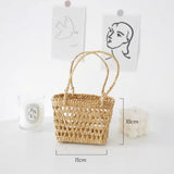 High Quality Handmade Straw Woven Basket with Handle Picnic Props Storage Basket Ornaments Tea Cup Cover
