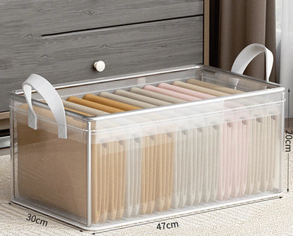 Cesta de almacenamiento transparente de PVC para ropa interior, caja de almacenamiento con marco de acero inoxidable, organizador de armario, caja de tela impermeable