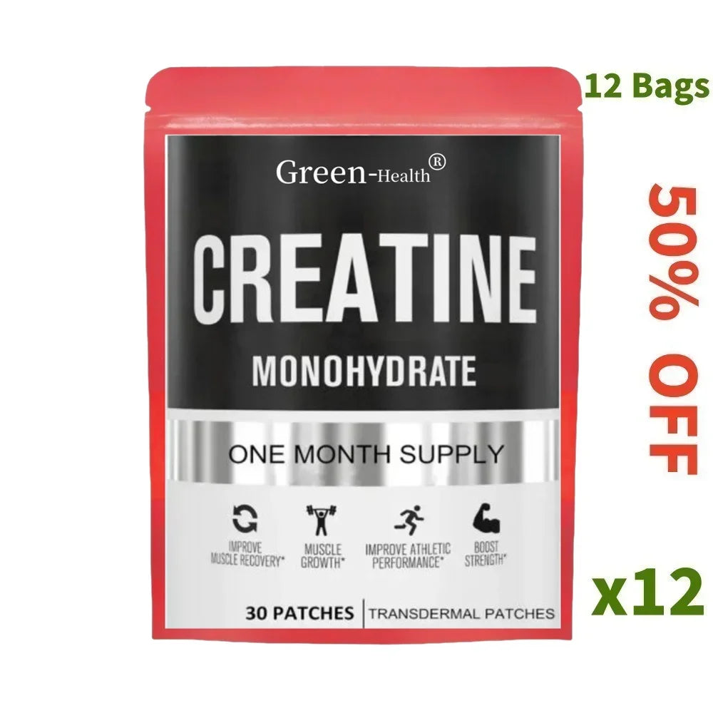 Creatine Monohydrate Transdermal Patches for Muscle Growth, Increased Strength, Enhanced Energy Output 30 Patches