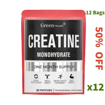 Creatine Monohydrate Transdermal Patches for Muscle Growth, Increased Strength, Enhanced Energy Output 30 Patches