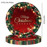 Vajilla desechable para fiesta de Navidad, artículos para fiestas, papel, platos, vasos, servilletas y manteles. 