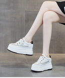 Fujin 9cm Cow Suede Genuine Leather Women Vulcanized Shoes Platform Wedge Skate Boarding High Brand Heels Casual Summer Shoes