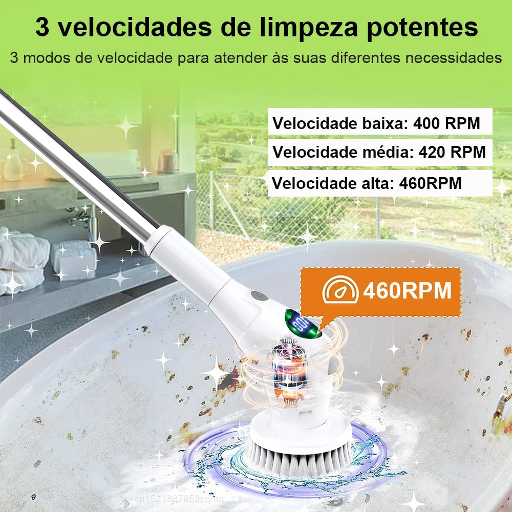 Cepillo de limpieza eléctrico 8 en 1, multifuncional, inalámbrico, giratorio, para baño, cocina, ventanas, inodoro. 
