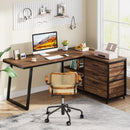 Tribesigns L-Shaped Computer Desk with 3 Drawers, Reversible Corner Home Office Desk with Shelves, 53-Inch Industrial PC Desk St