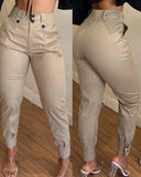 Pantalones de mujer de moda 2024, elegantes, sexys, para primavera y verano, nuevos pantalones de lápiz casuales de color caqui, diseño de pantalones de mujer
