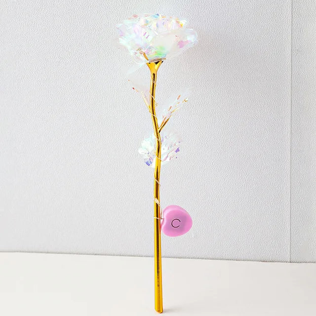 Rosa eterna LED de aluminio, rosas artificiales, decoración para bodas, Navidad y San Valentín. 