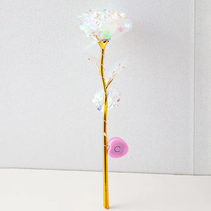 Eterna rosa LED Foil Flower, Flores Artificiais Rosa, Decoração De Festa De Casamento, Decoração De Natal, Presente Do Dia Dos Namorados