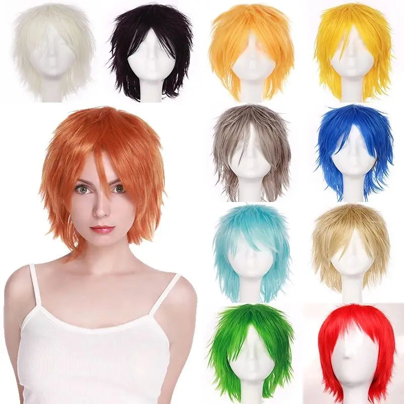 BENIHAIR Synthetic Wig Cosplay Wig White Red Green Blue Pink Yellow Hair Short Layered Wig Fake Hair Extension Men Women Party Wig