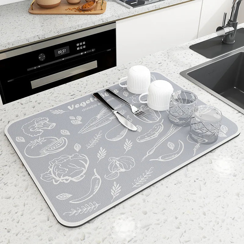 Super antiderrapante grande cozinha absorvente drenagem esteira super absorvente drenagem prato de café secagem rápida banheiro drenagem almofada