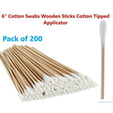 200 hisopos de algodón largos de madera para extensiones de pestañas, herramientas médicas para el cuidado de los oídos, limpieza de madera, hisopos de algodón cosméticos, punta de hisopo de algodón.