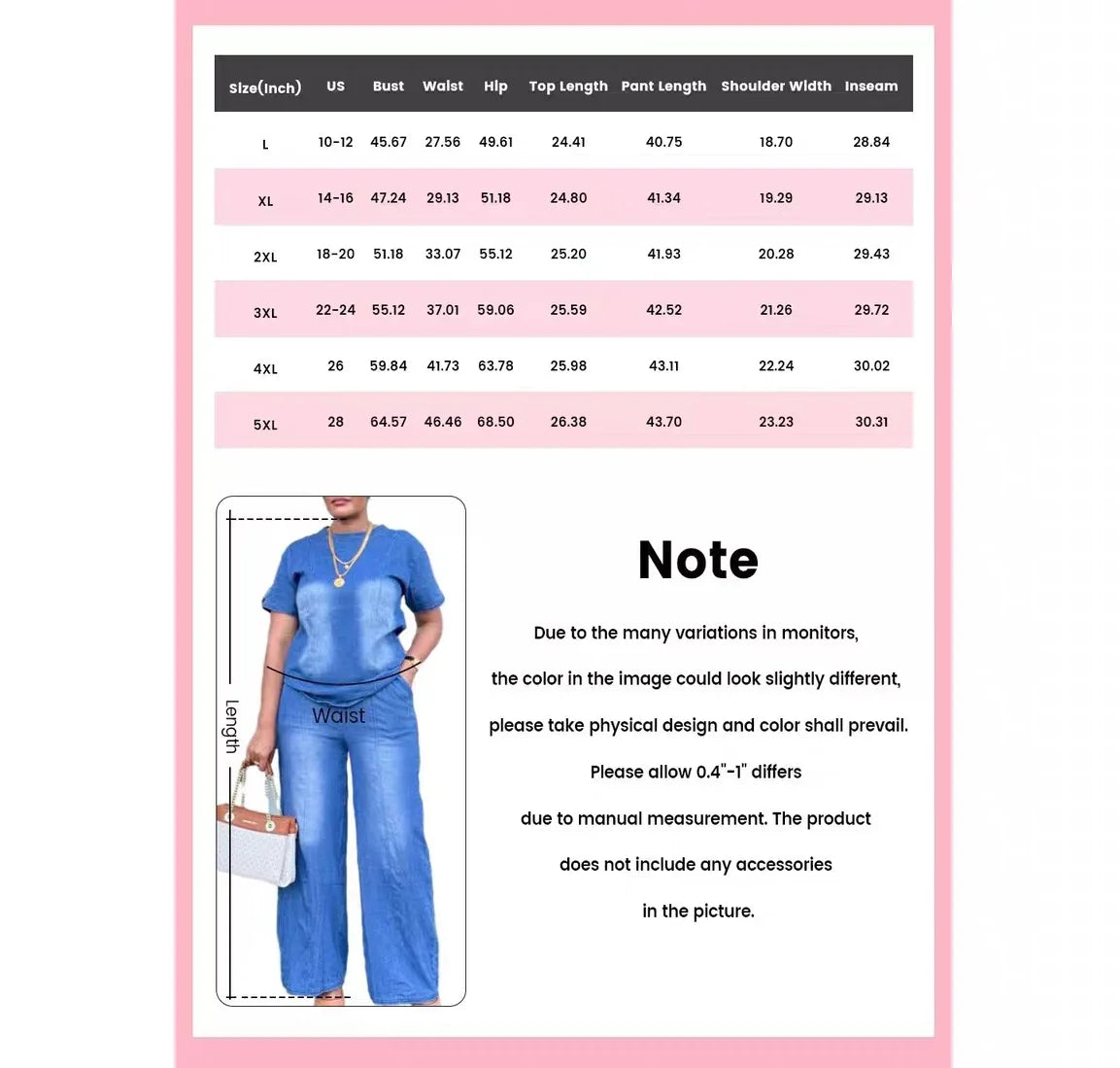 Women Pant Set Two Piece Sets Denim Round Neck Short Sleeve Tops Casual Loose Wide Leg Long Pants High Waist Y2k Streetwear