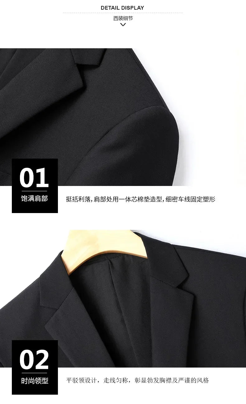 8XL Suit (Blazer+pants) Fashion Business Gentleman Italian Style Slim Solid Color Professional Suit Wedding Groom Best Man Suit