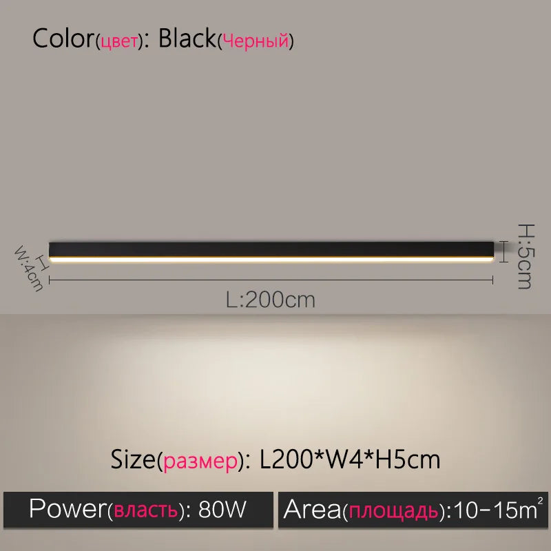Modern Long Strip Ceiling Light Surface Mounted Minimalist Aisle Lamp Living Room Bedroom Kitchen Home Office LED Lighting