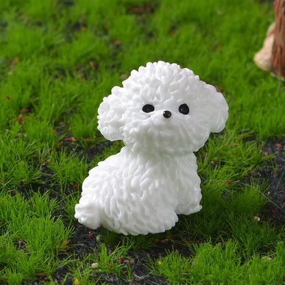 Mini figuras de perro Bichón Frisé, manualidades en miniatura para jardín de hadas, bricolaje, dormitorio infantil, sala de estar, coche, decoración de escritorio para el hogar