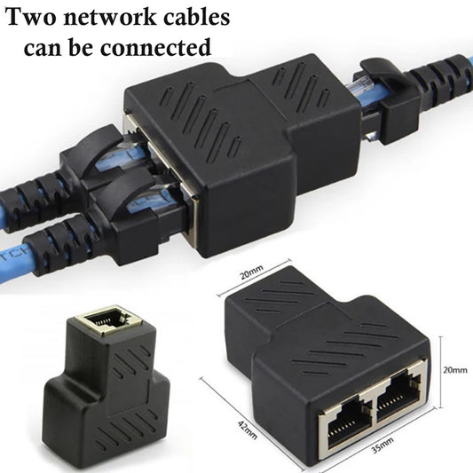 Cable de red RJ45, puerto, cable de red, divisor, extensor, adaptador, conector (8 núcleos), dividido en dos divisores.