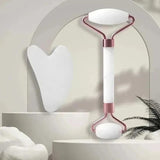 Face and Neck Massager Resin Roller Double Massage Unblock and Relax Non-Pink Crystal Jade Beauty Scraping 