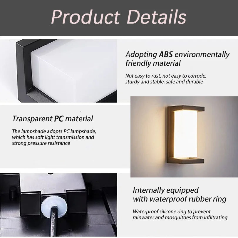 LED Outdoor Wall Light Waterproof IP66 Motion Sensor LED Outdoor Lighting Porch Lights Balcony Garden Lights Outdoor Wall Lamp