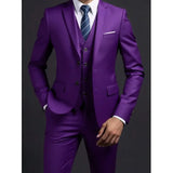 Men's Fashionable Gentleman Business British Style Solid Color Banquet Host Casual Wedding Suit (Blazer + Vest + Trousers)