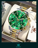 OLEVS 2870 Men's Watch Top Brand Luxury Watch for Men Original Waterproof Stainless Steel Chronograph Moon Phase Date Rota Dial
