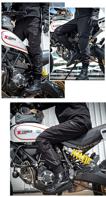 SFK New Black Motorcycle Pants Riding Men Equipemt Summer Breathable Trousers With CE Protection Armor Wearing Gears Accessories