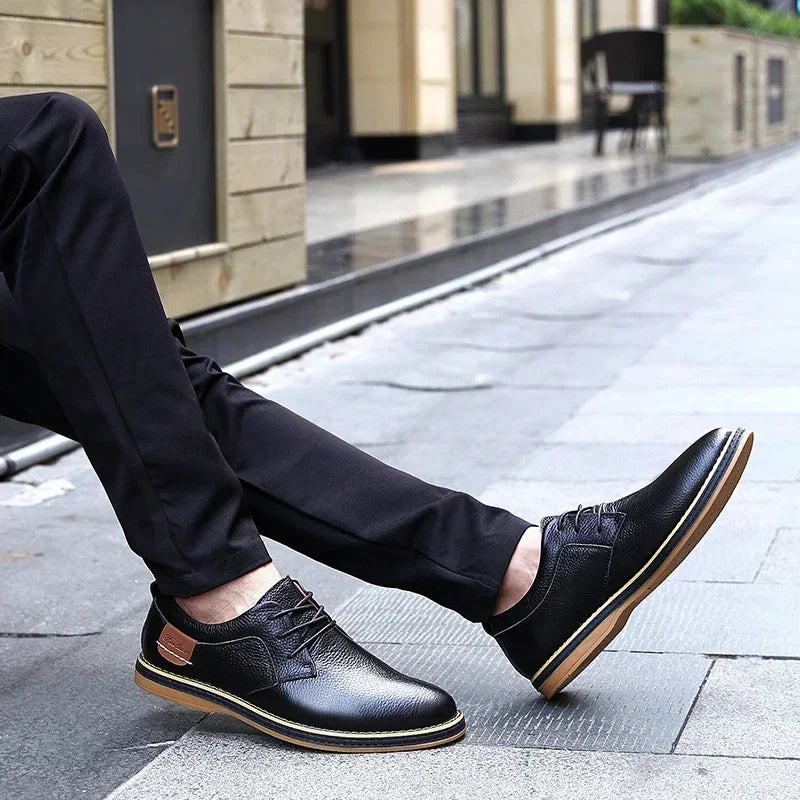 Men Oxfords Genuine Leather Dress Shoes Brogue Lace Up Italian Mens Casual Shoes Luxury Brand Moccasins Loafers Plus Size 38-48