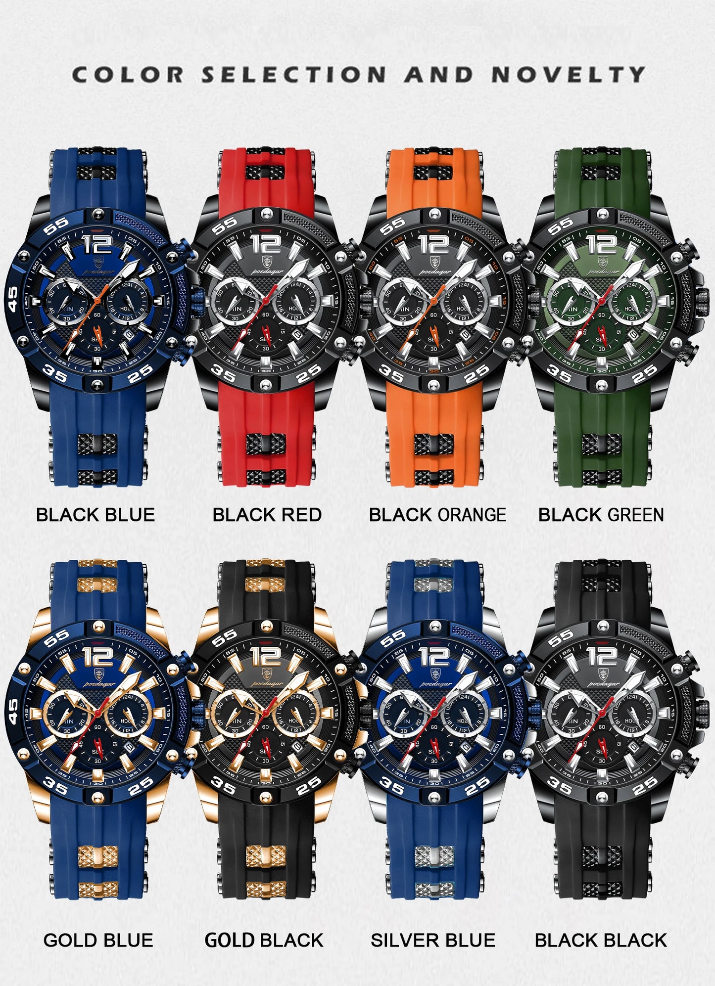 POEDAGAR Luxury Casual Men Watch Waterproof Luminous Chronograph Date Man Wristwatch High Quality Military Quartz Men's Watches