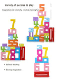 Wooden educational digital blocks, creative puzzles, stacking toys, fun brain teasers, early education topics, Montessori style