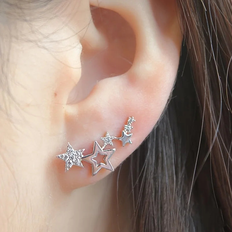 Glamourosos brincos de estrela de strass para mulheres – joias de liga hipoalergênica – uso diário perfeito e presente de casal romântico para