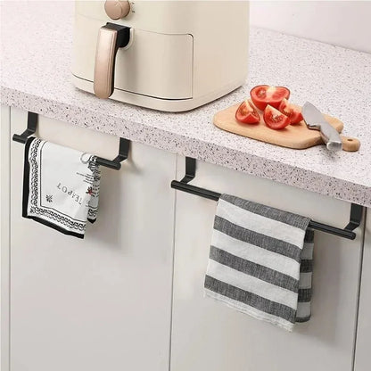 Towel Rack Over Door Stainless Steel Towel Bar Storage Organizer Bathroom Kitchen Cabinet Door Hanging Towel Rack