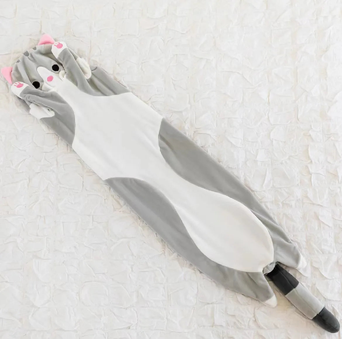Peluche de gato largo, suave y divertido, de 50/70/90/110/130 cm, ideal para la oficina, la siesta, la cama, el sueño y la decoración del hogar, ideal como regalo para niñas y niños.